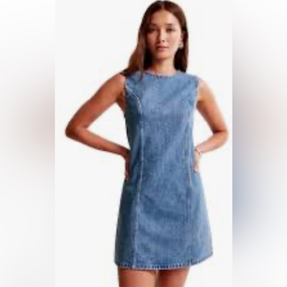 NWT Abercrombie & Fitch Blue Wash Denim Shift Dress size XST